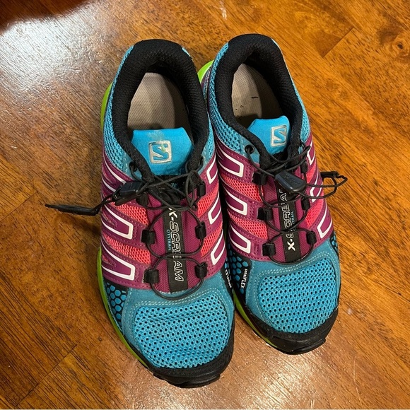 Salomon X-Scream purple blue green trail running shoes size 6.5 - Picture 11 of 12